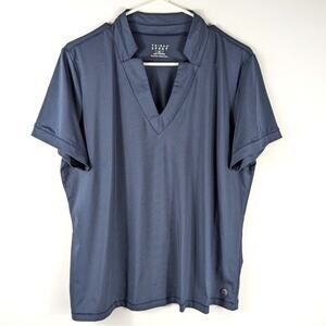 Tribal Sport Women’s Golf Polo Top Size G/L Blue Stretch Short Sleeve Athletic